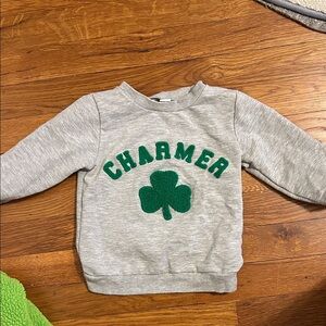 Charmer Gray Kids Sweatshirt with Green Shamrock